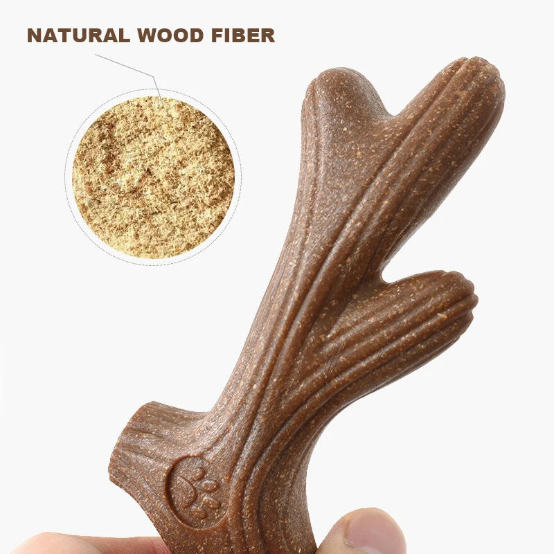 FanzyMarket dog dental chew toy made of bamboo, featuring a bone shape for teeth cleaning, breath freshening, and durable chewing.
