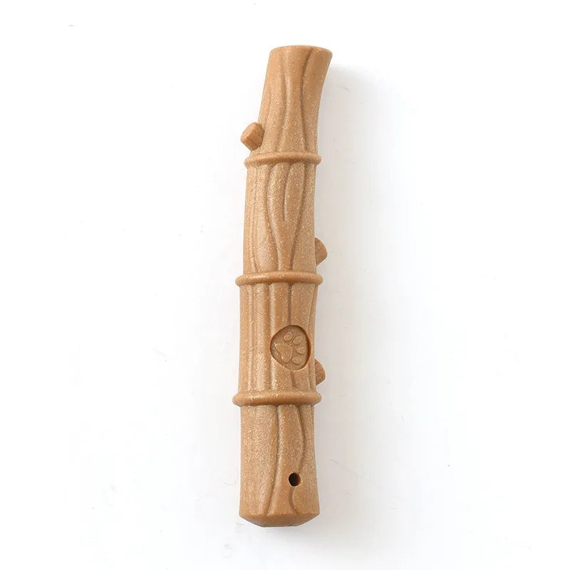 FanzyMarket dog dental chew toy shaped like bamboo bone, interactive pet toy for teeth cleaning, breath freshening, and durable chewing.