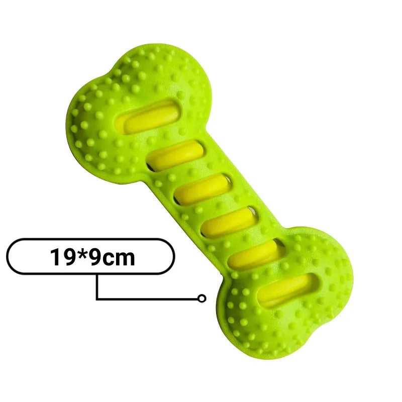 FanzyMarket squeaky dog chew toy, bite-resistant puppy toothbrush for teeth cleaning and massage, yellow, 7.5 x 3.5 inches