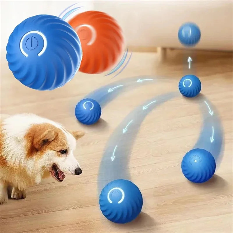 FanzyMarket rechargeable yellow pet ball toy for puppies and kittens, automatic bouncing and moving, 5.2 cm USB-powered pet toy