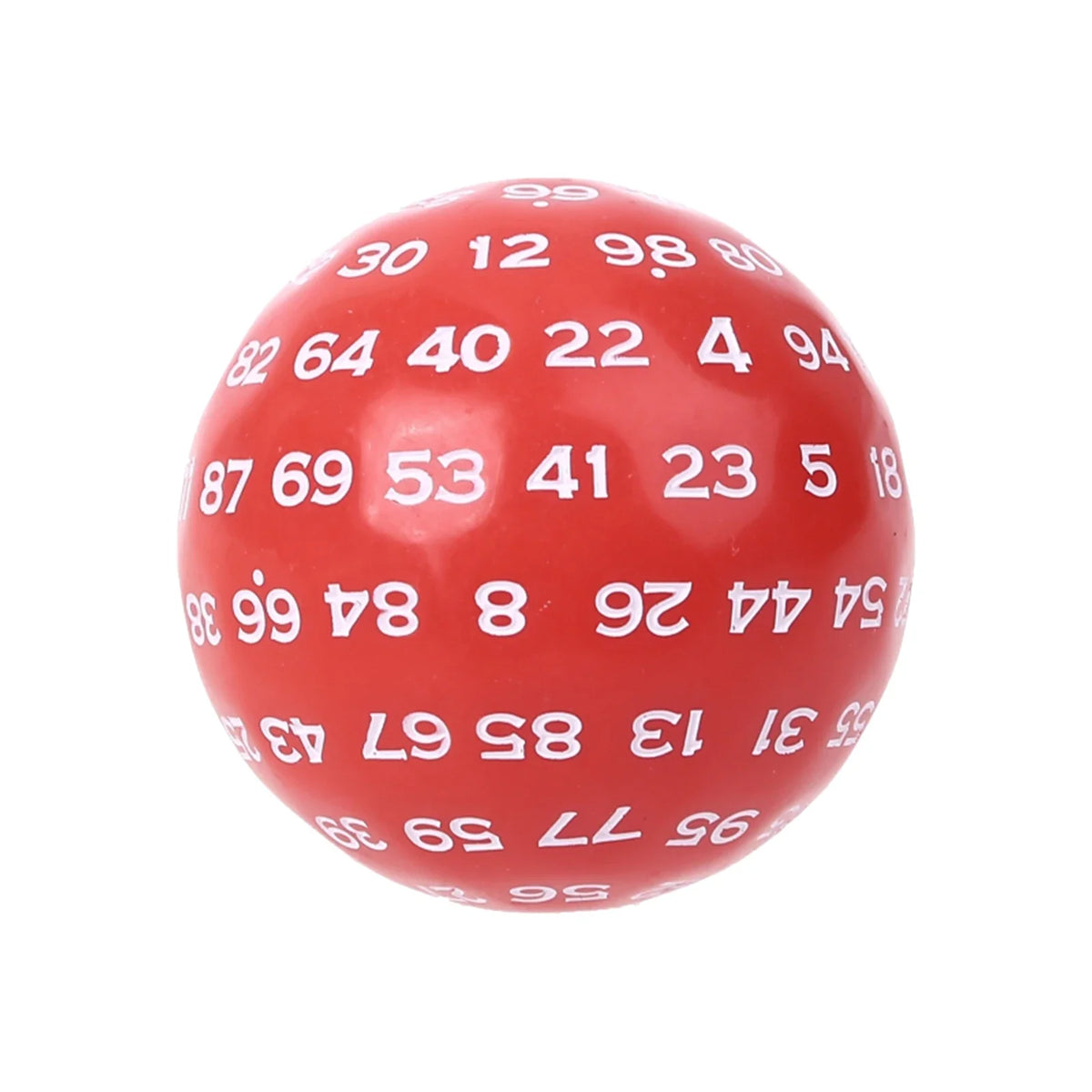 Acrylic 100-sided D100 polyhedral RPG dice, 48mm, used for tabletop board and card games, manufactured by FanzyMarket.