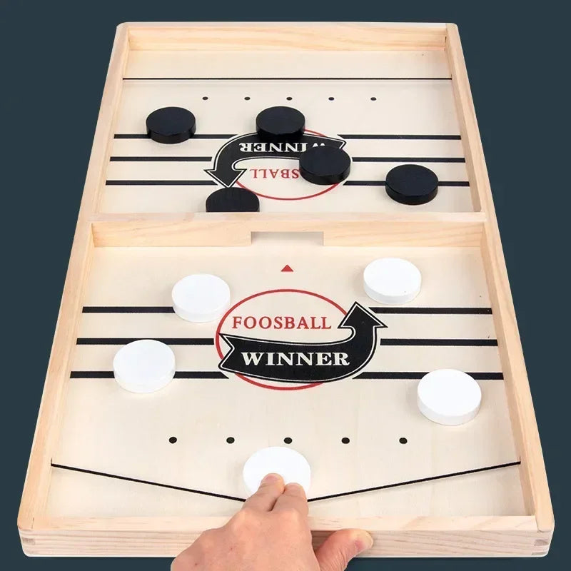 Wooden Sling Puck Catapult Board Game by FanzyMarket, 35cm tabletop game for fast 2-player family fun and entertainment.