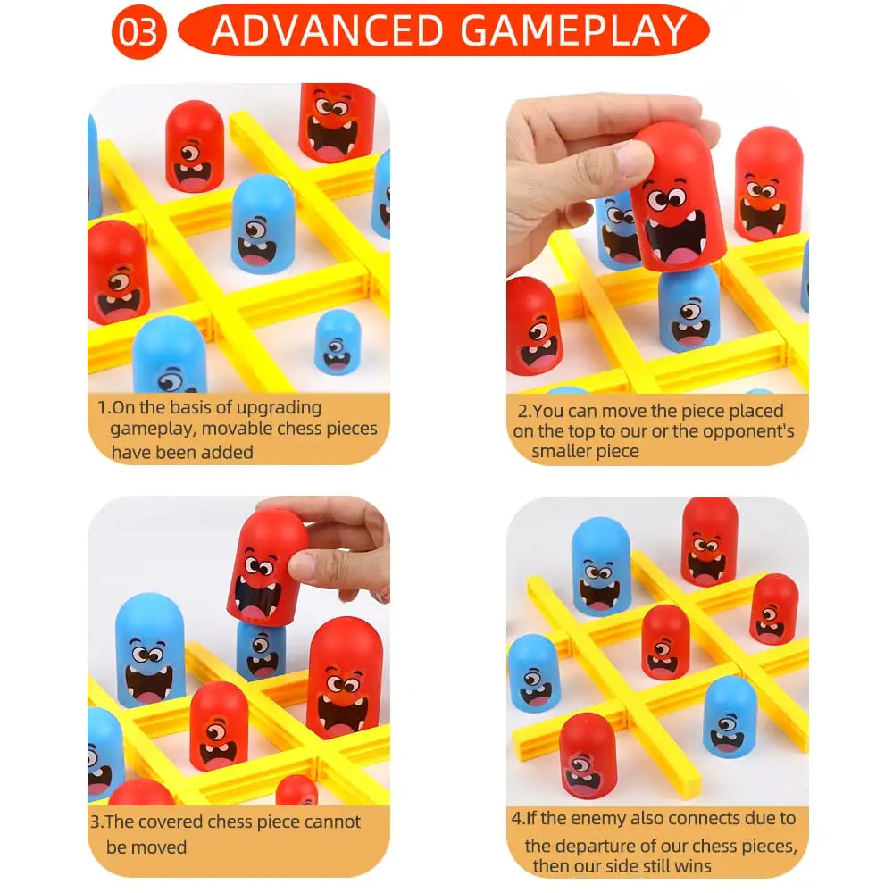 FanzyMarket tabletop Tic Tac Toe and Big-Eats-Small strategy game set with colorful game pieces for kids and adults.