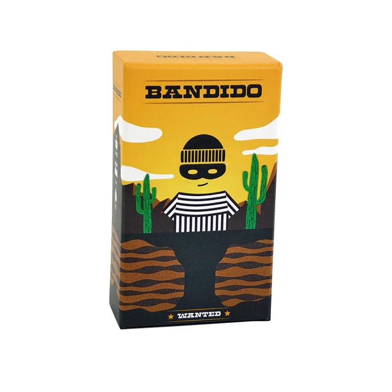 Bandido Bandida family strategy card game by FanzyMarket, for 1-4 players, with bilingual English instructions, tabletop entertainment.