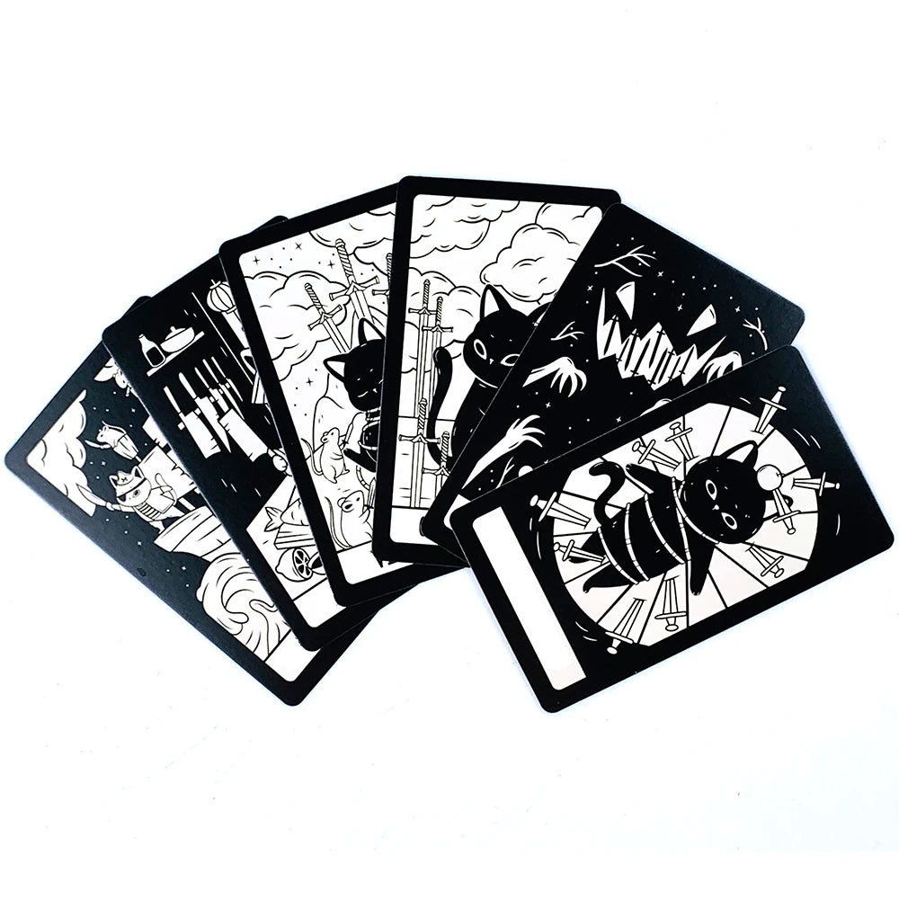 Cute Cat Tarot Deck with 78 oracle and divination cards from FanzyMarket, includes English guidebook, perfect for family card games.