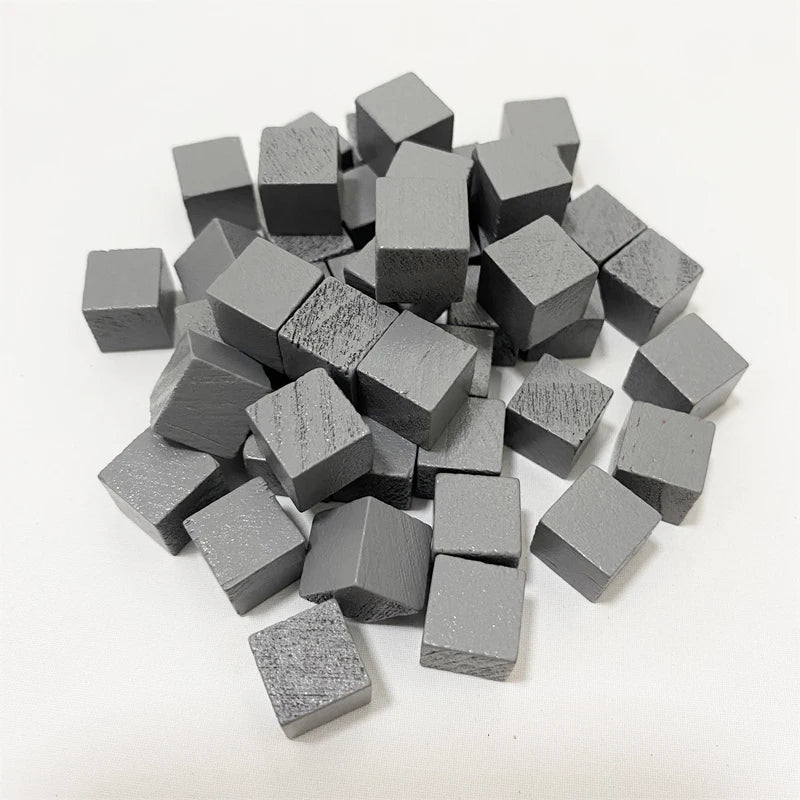 100 colorful 10mm wooden cubes from FanzyMarket, perfect as dice tokens for crafts, board games, and early education activities.