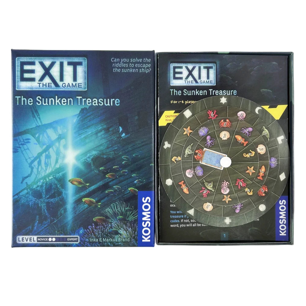 FanzyMarket escape room card game decks featuring The Abandoned Cabin, Haunted Roller Coaster, Dead Man on the Orient Express, and House of Riddles.