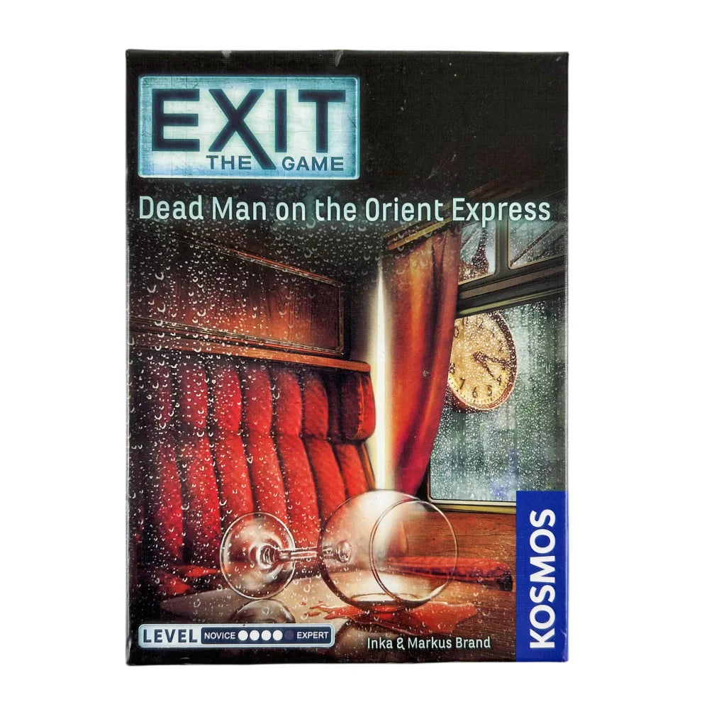 FanzyMarket escape room card game decks featuring The Abandoned Cabin, Haunted Roller Coaster, Dead Man on the Orient Express, and House of Riddles.
