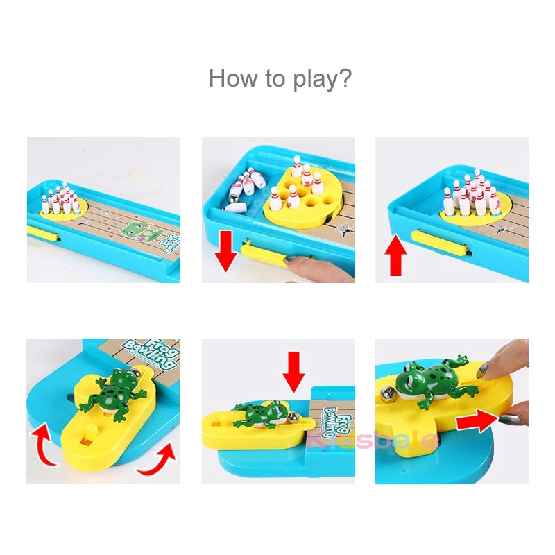FanzyMarket mini desktop bowling game set for kids and families, indoor tabletop bowling toy for fun and interactive play.