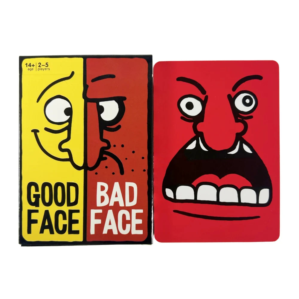 FanzyMarket hilarious party travel card game deck featuring funny face and bad face cards for adults' group entertainment.