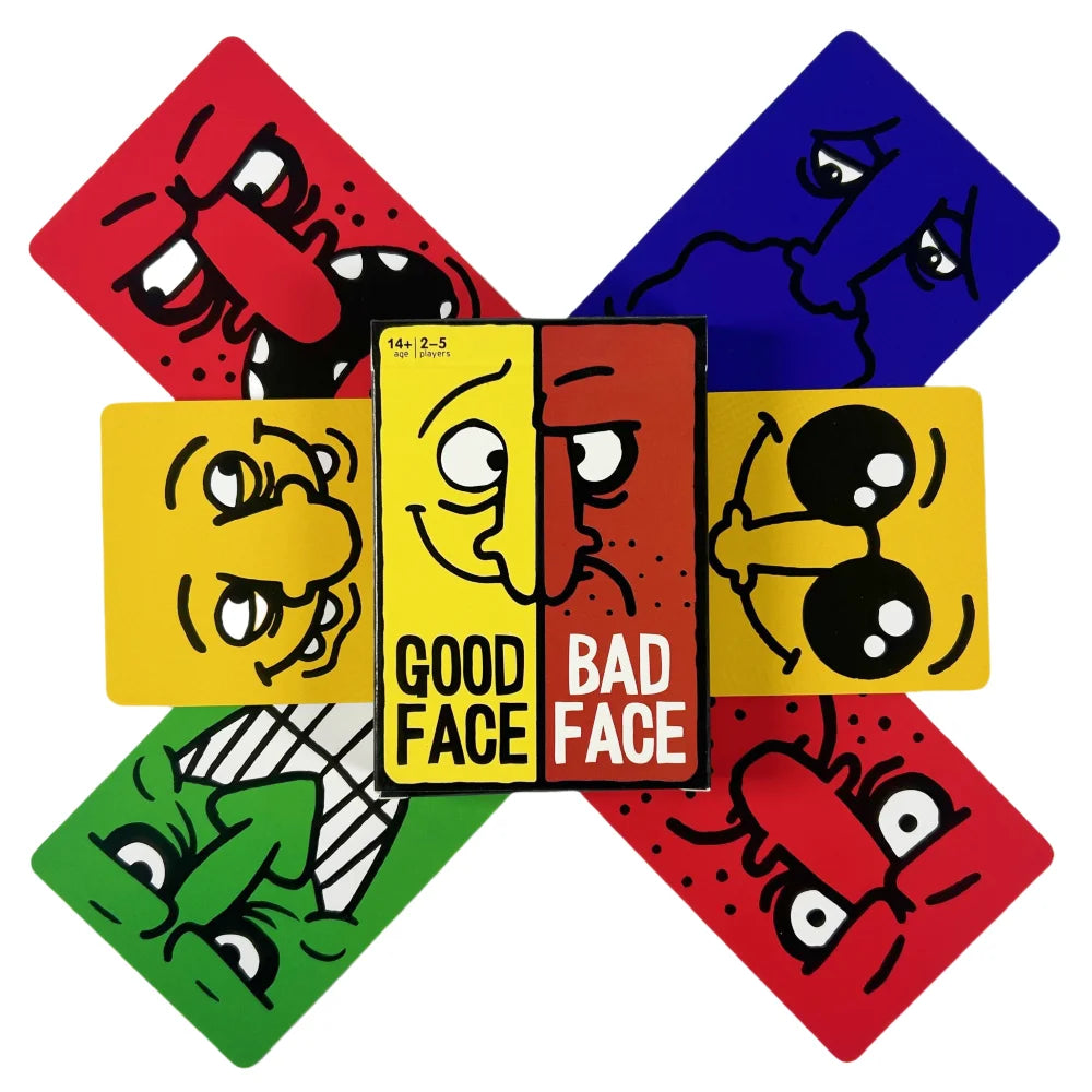 FanzyMarket funny party travel card game deck featuring humorous face and bad face cards for adults' group entertainment.