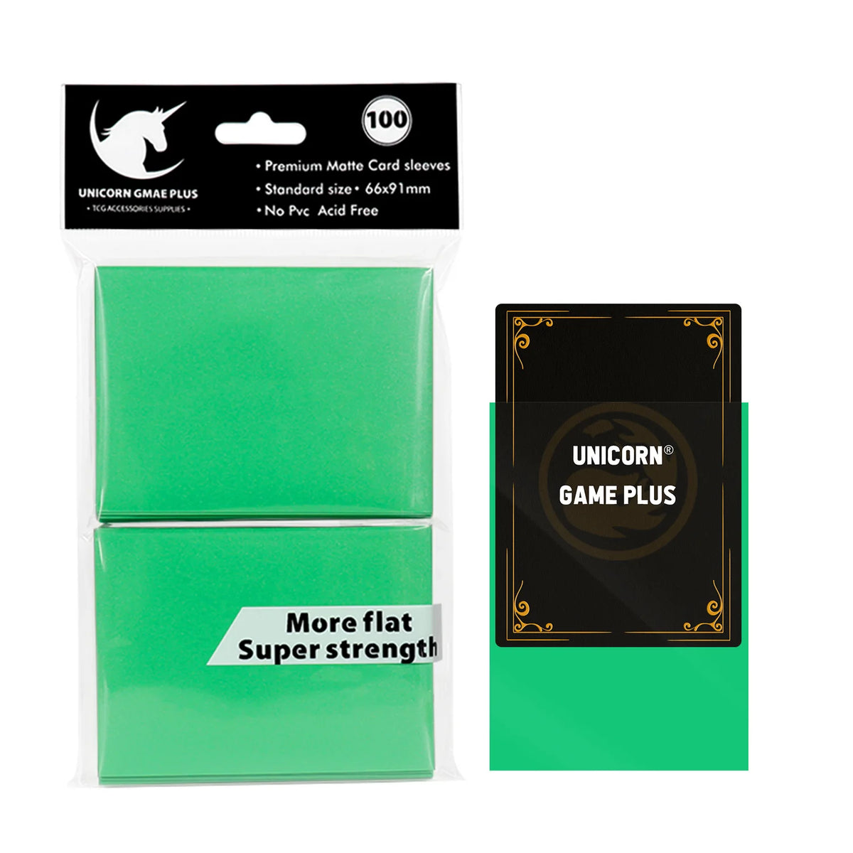 FanzyMarket 100-pack matte card sleeves for trading cards, tarot, and board games, featuring 66 x 91 mm size and blue finish.