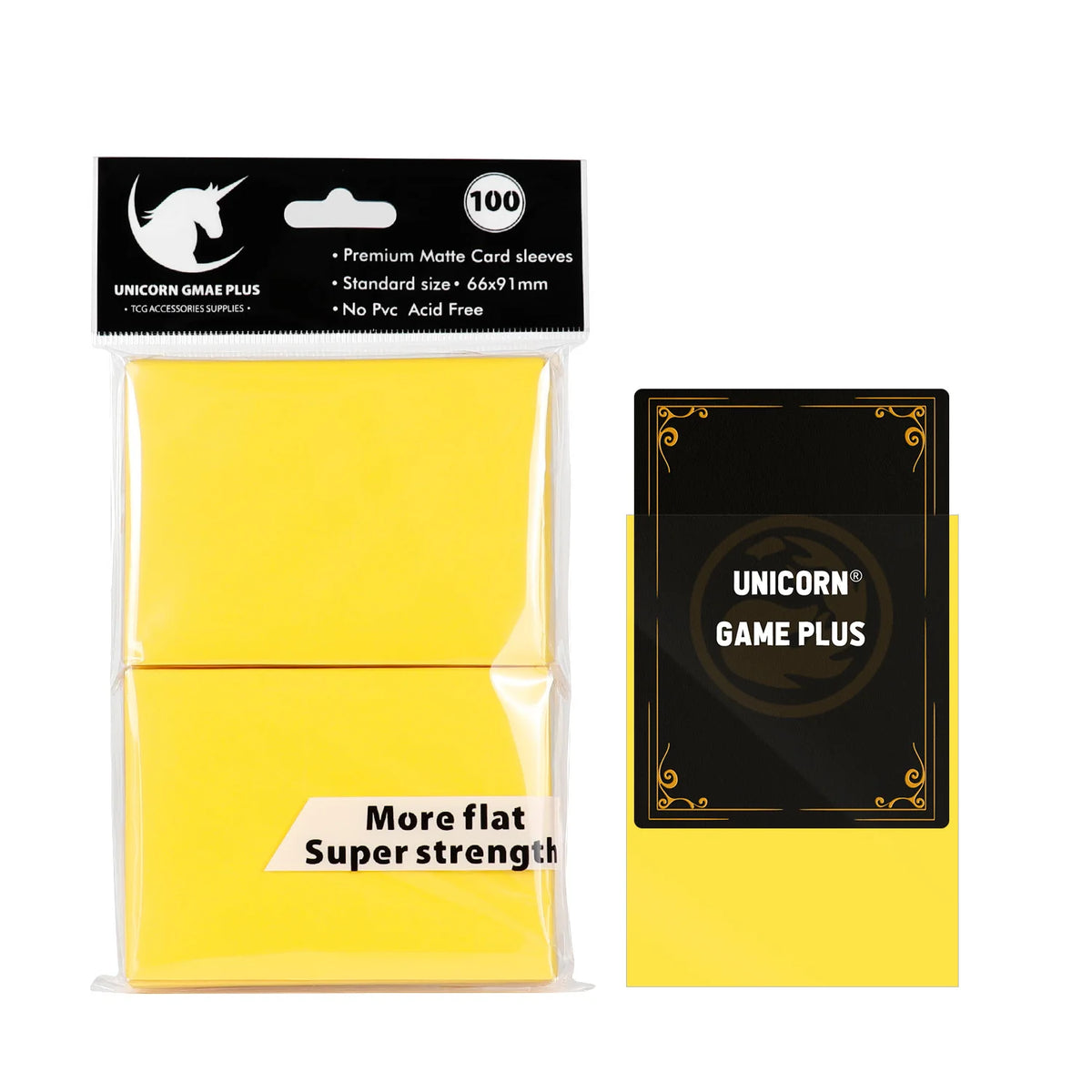FanzyMarket 100-pack matte card sleeves for TCG and tarot, featuring 66 x 91 mm standard size, blue color and protective design.