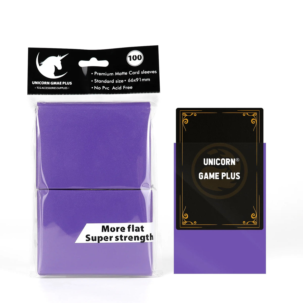 FanzyMarket 100-pack matte card sleeves for trading cards, tarot, and board games, measuring 66x91mm for standard TCG protection.