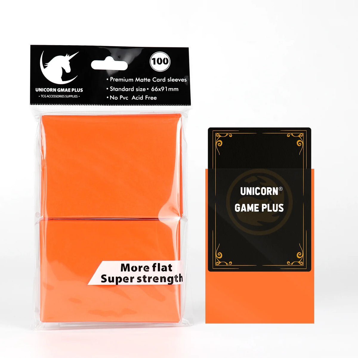 FanzyMarket 100-pack matte card sleeves for trading cards, tarot, and board games, 66 x 91 mm, in lake blue color.