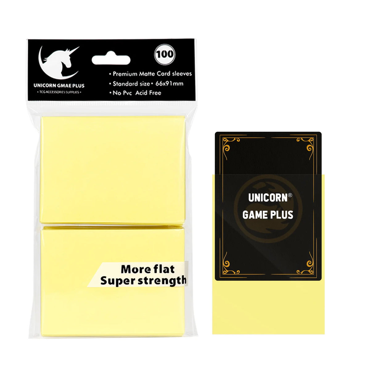 FanzyMarket 100-pack matte card sleeves, 66 x 91 mm, for TCG, tarot, and board games, showing blue protective card covers.