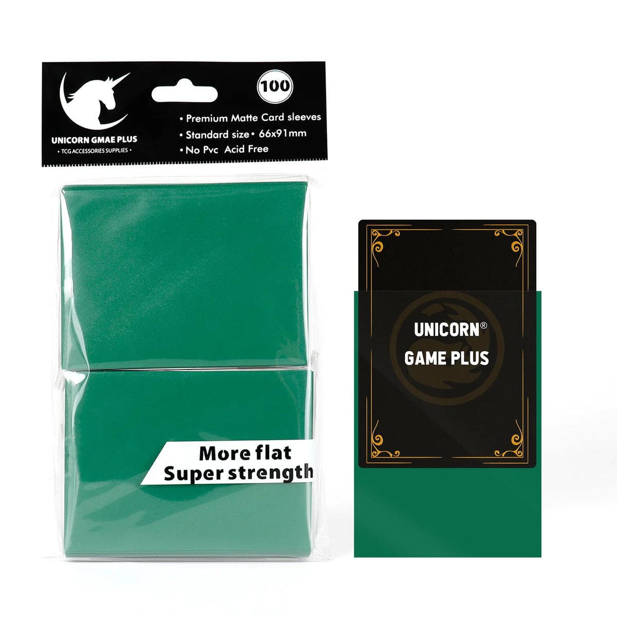 FanzyMarket 100-pack matte card sleeves for trading cards, tarot, and board games, measuring 66x91 mm in lake blue.