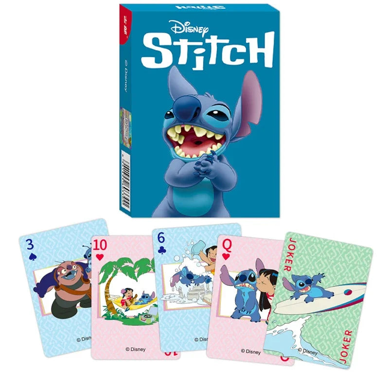 FanzyMarket Stitch and Lots-o'-Huggin' Bear poker playing cards deck featuring colorful character illustrations for family game night.