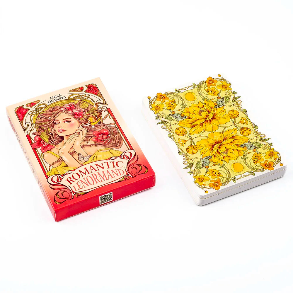 37-card Lenormand Oracle Deck by FanzyMarket featuring romantic-themed English tarot and oracle cards, 10.2 x 7.2 cm.