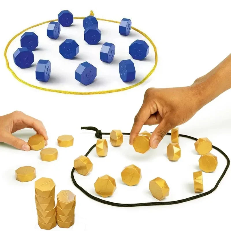 FanzyMarket magnetic stones strategy game on portable black magnetic board, family board game for kids and adults.