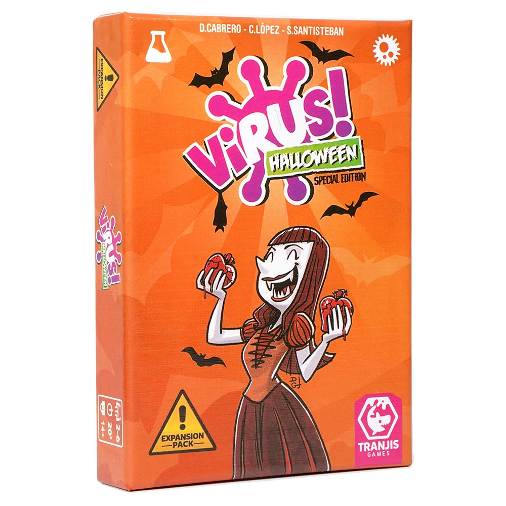 Bilingual Virus Card Game by FanzyMarket, featuring Spanish and English cards, for family and friends party game.