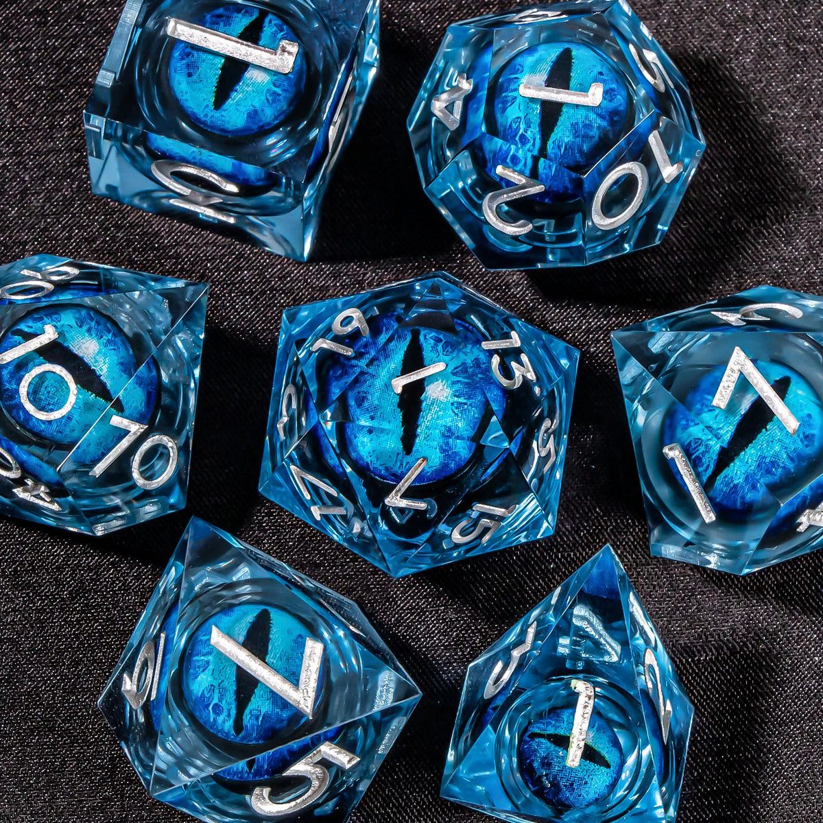 FanzyMarket digital electronic dice roller for board games, RPGs, and parties, showing colorful digital dice on a gaming table.