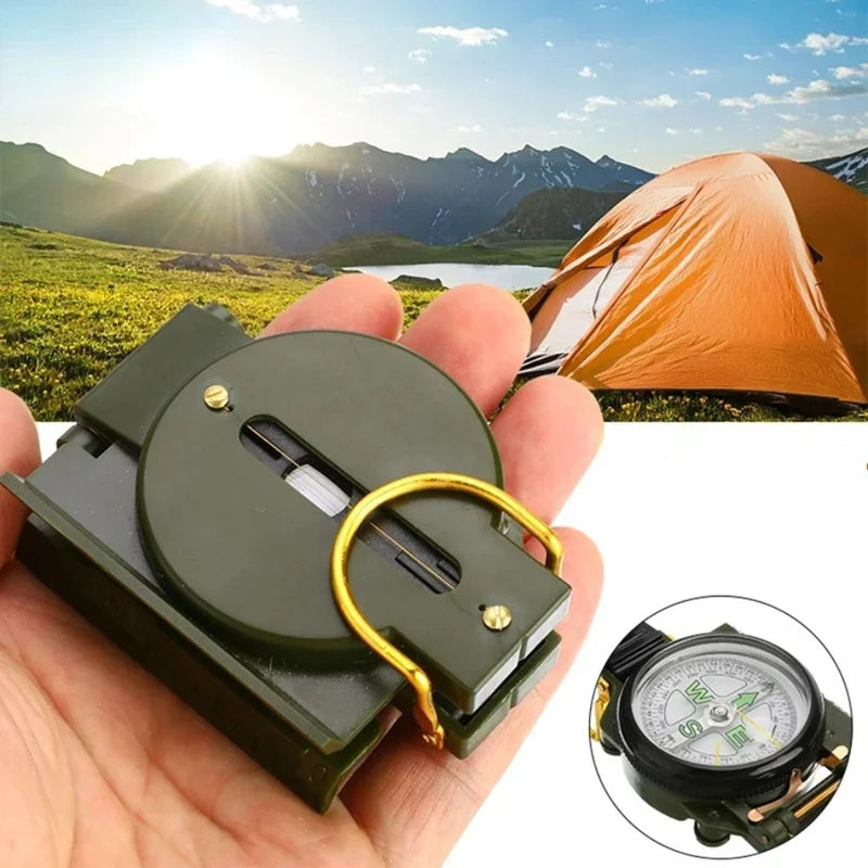 FanzyMarket waterproof high-precision tactical sighting compass for hiking and mountaineering with metal lensatic navigation.