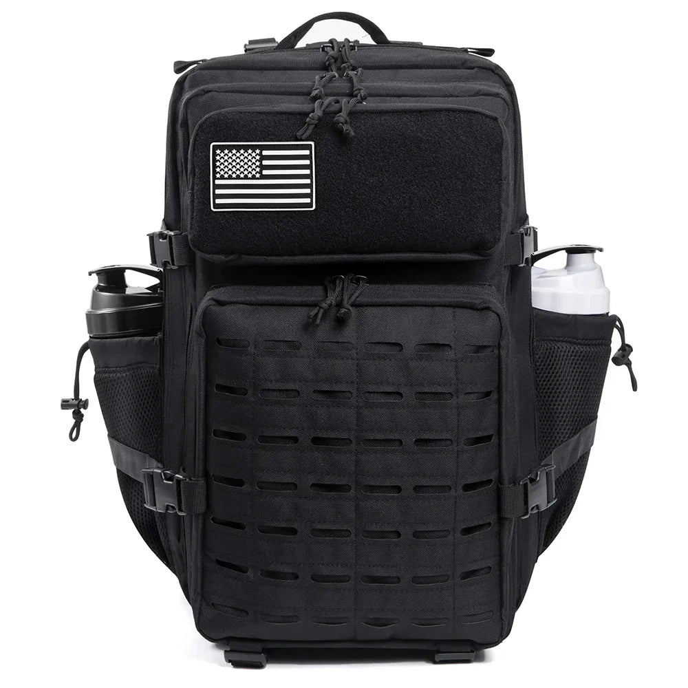 FanzyMarket 45L waterproof tactical backpack with MOLLE straps, ideal for hiking, camping, travel, and outdoor activities.