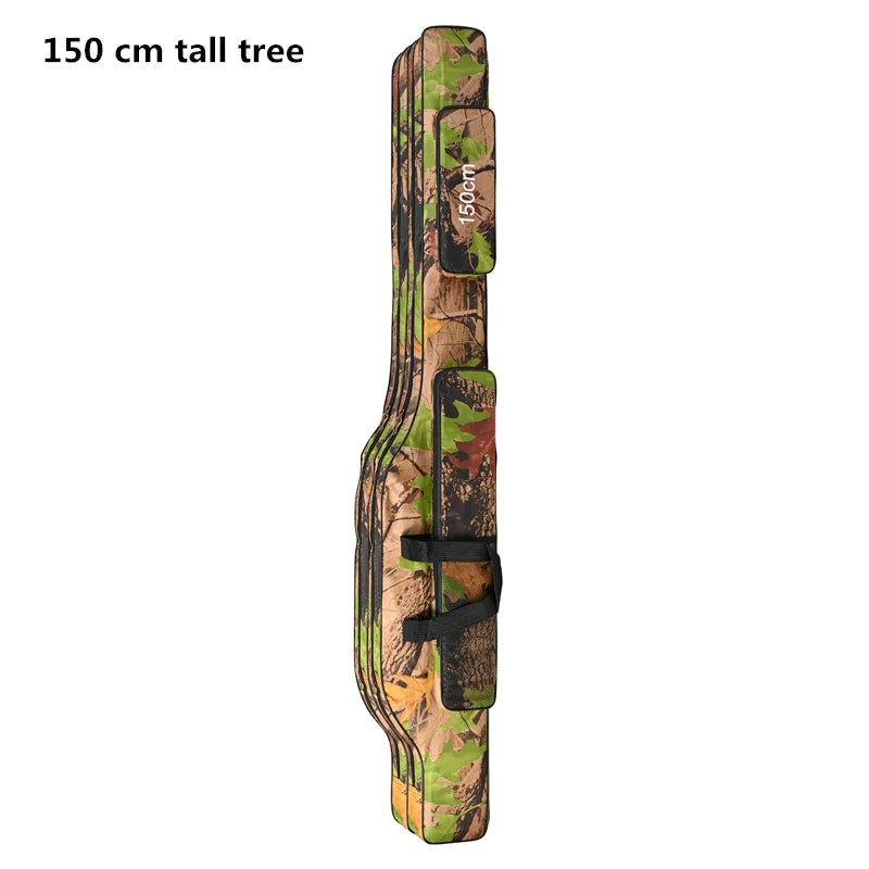 FanzyMarket 2-layer foldable sea fishing bag with double shoulder straps, 1.3m and 1.5m lengths, outdoor tackle storage.