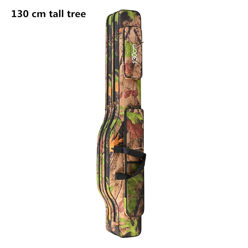 FanzyMarket 2-layer foldable sea fishing bag with double shoulder straps, suitable for outdoor tackle storage and rod carrying.