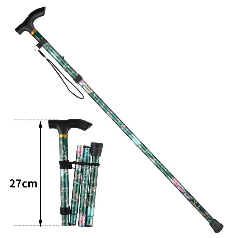 FanzyMarket adjustable telescopic trekking poles with T-handle and rubber tip, 82–92 cm, foldable hiking and walking sticks.