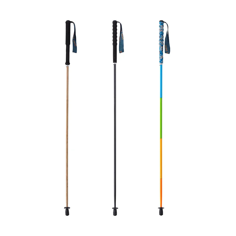 FanzyMarket ultra-light blue carbon fiber folding trekking poles, collapsible anti-shock sticks for hiking and Nordic walking, 130 cm.