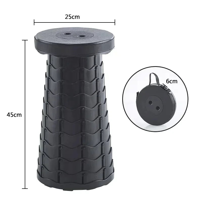 FanzyMarket portable folding telescopic camping and fishing stool with carry handle, lightweight plastic design, supports up to 500 lb.