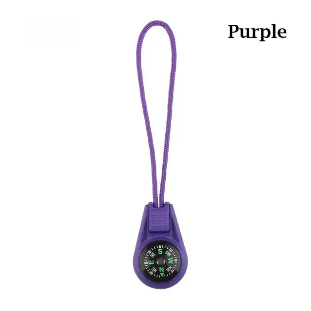 Blue mini tactical pocket compass keychain by FanzyMarket, ideal for camping, hiking, and outdoor travel survival activities.