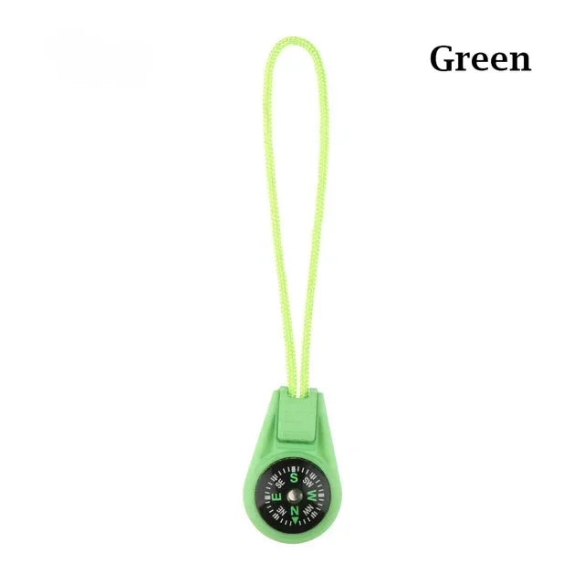Blue mini tactical pocket compass keychain by FanzyMarket, ideal for camping, hiking, and outdoor travel survival gear.