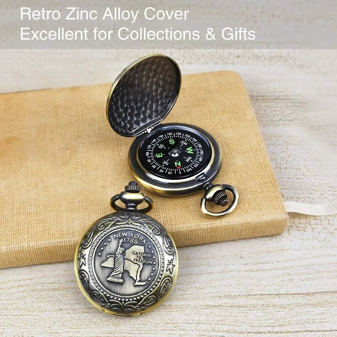 FanzyMarket waterproof bronze hiking compass for orienteering, camping, backpacking, and hunting with map reading features.