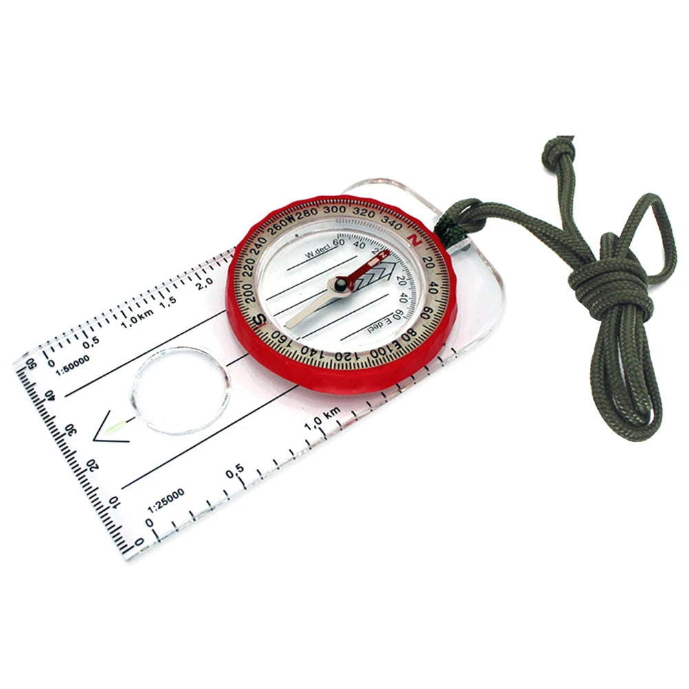 FanzyMarket luminous waterproof hiking compass with high accuracy baseplate and neck strap, 4.2-inch outdoor camping and fishing gear