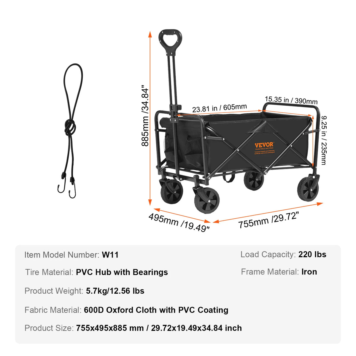 FanzyMarket collapsible folding wagon cart with all-terrain wheels, drink holder, and storage pockets for outdoor beach and camping use.