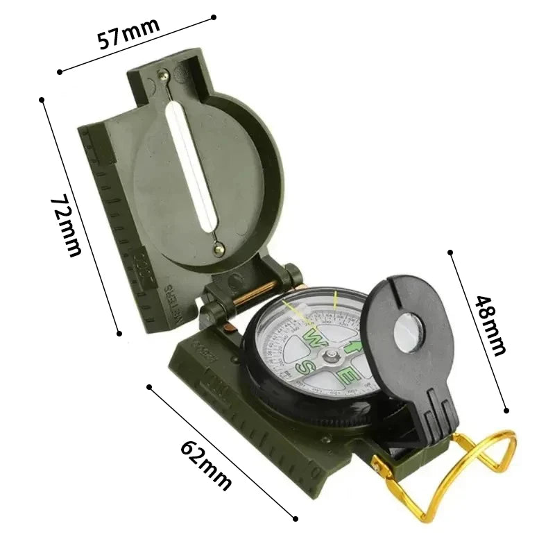 FanzyMarket waterproof metal sighting compass with high-accuracy lensatic design for hiking, mountaineering, and outdoor survival.