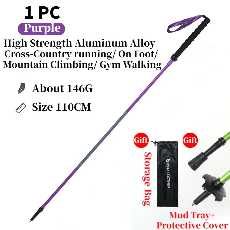 Pair of FanzyMarket foldable trekking poles with adjustable 4-section aluminum shafts, EVA grips, and tungsten-cobalt tips for outdoor trekking.