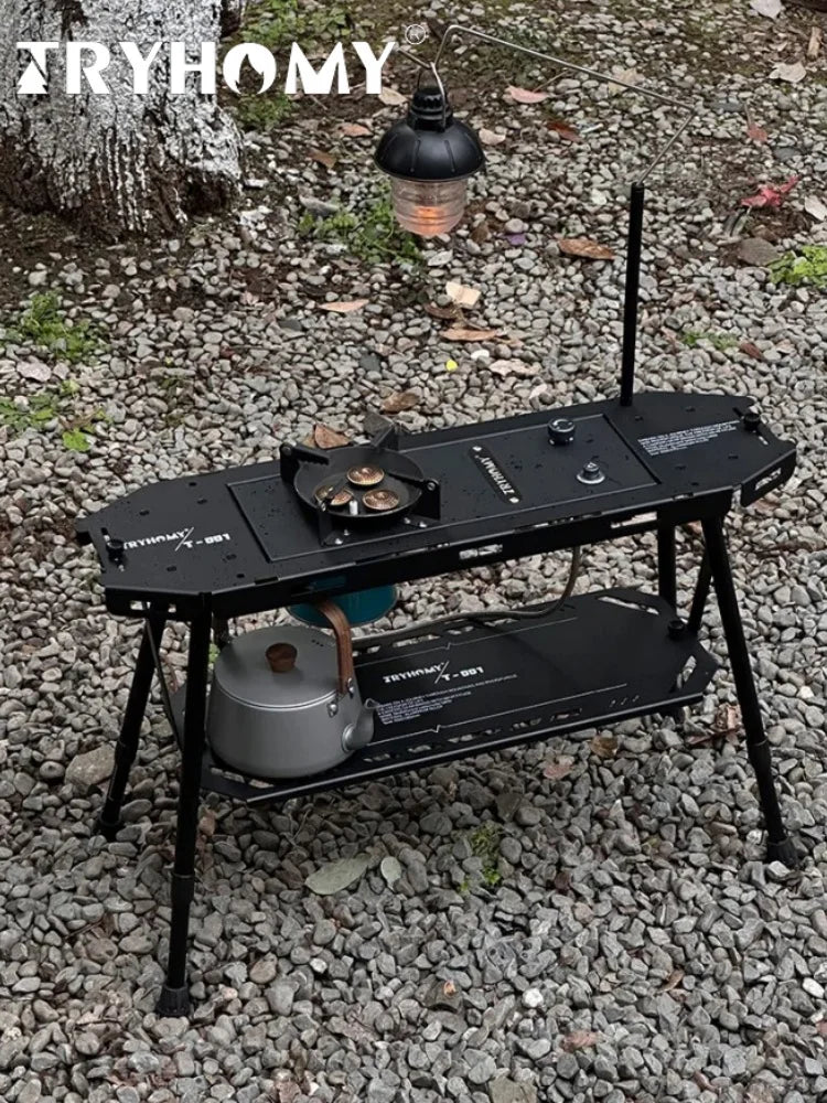 FanzyMarket 0.5-unit IGT-compatible aluminum folding camping table, portable, expandable, lightweight outdoor tactical table.