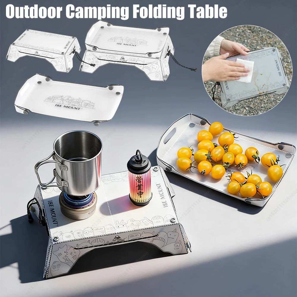 FanzyMarket ultralight foldable camping table and tray, compact portable outdoor table for backpacking, 26.5×16.8×11 cm.