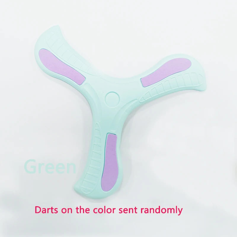 FanzyMarket soft foam boomerang flying disc, 10.2 inches, yellow, outdoor toy for kids and adults, safe EVA material, three-leaf cross design.