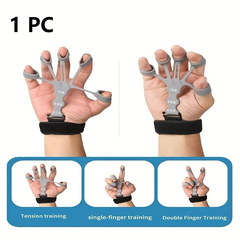 FanzyMarket 5-finger hand trainer and wrist puller for grip strength, forearm, and muscle toning, with ergonomic finger and hand grips.