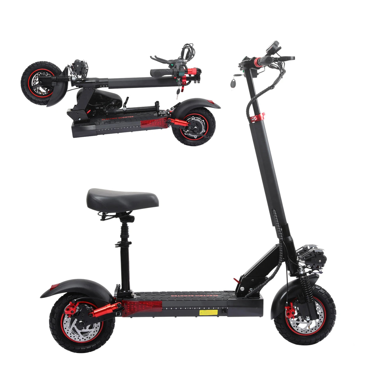 FanzyMarket 1200W off-road electric scooter with seat, foldable design, 11-inch tires, 48V battery, suitable for commuting and outdoor riding