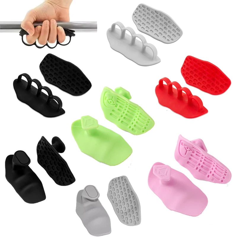 FanzyMarket black anti-slip weightlifting hand grips, 1 pair with palm protection, available in 3 sizes for fitness training.
