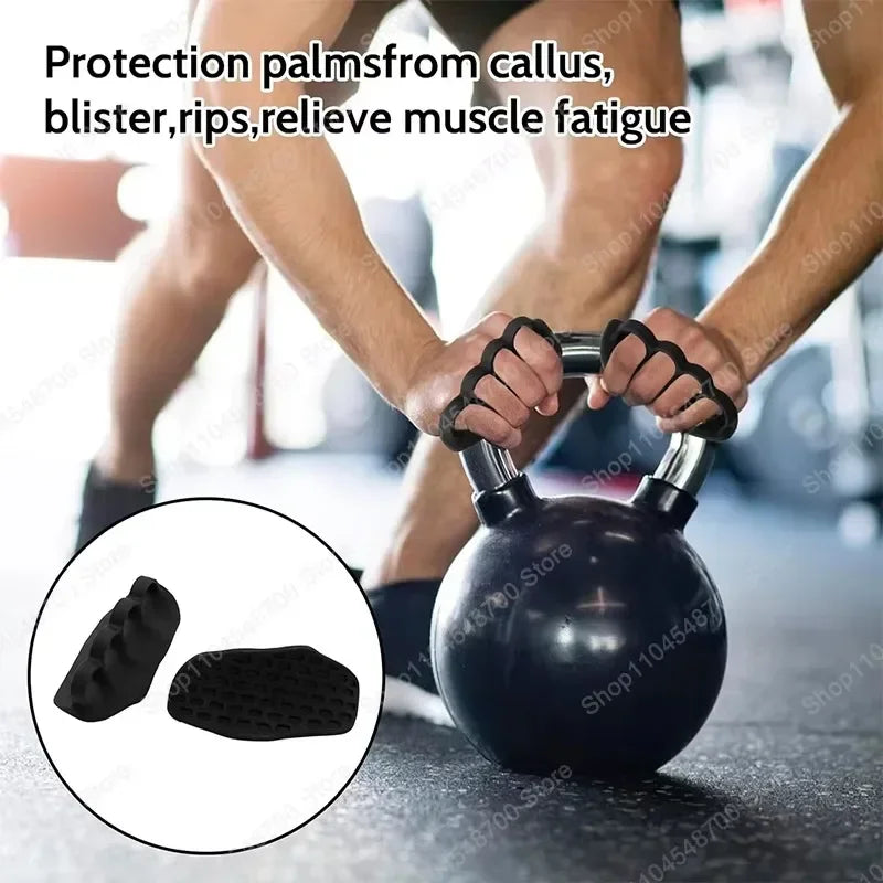 FanzyMarket black anti-slip weightlifting hand grips, 1 pair with palm protection, in 3 sizes for fitness and training.