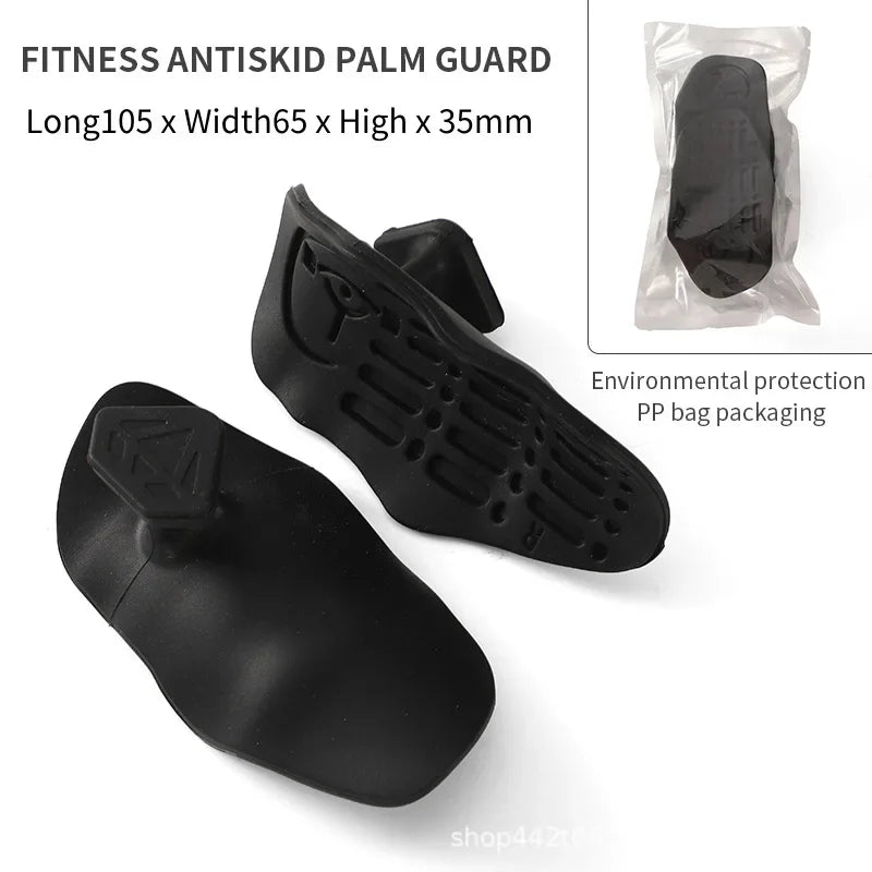 FanzyMarket anti-slip weightlifting hand grips in black, 1 pair with palm protection, available in 3 sizes for fitness training.