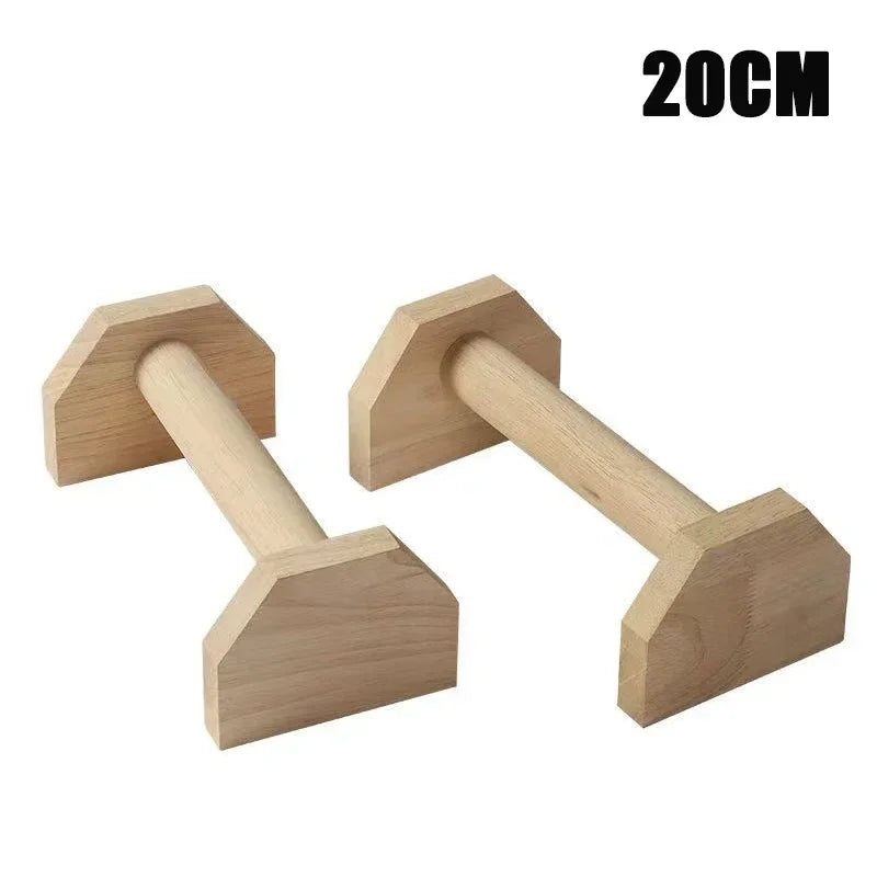 FanzyMarket wooden beech push-up bars 2-pack with anti-slip grips, ideal for strength training and core workouts.