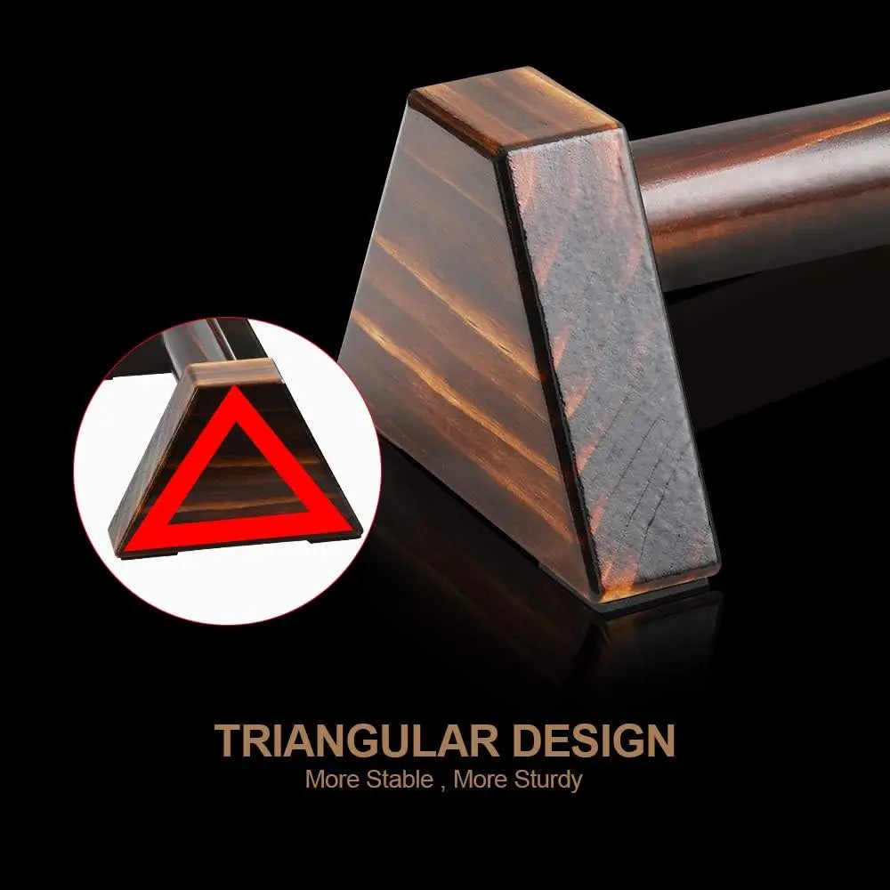 Pair of wooden push-up stands with anti-slip bases, 25 cm and 50 cm, for home strength training by FanzyMarket.
